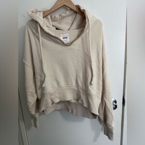 aerie Neutral Cream V-neck Hoodie